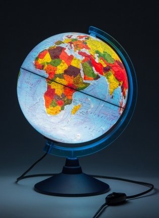 Глобус Земли физический + политический, с подсветкой, 250 мм фото книги 2