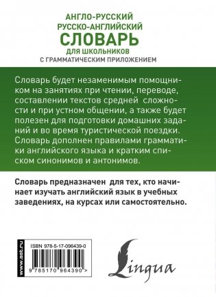 Англо-русский, русско-английский словарь для школьников с грамматическим приложением фото книги 10
