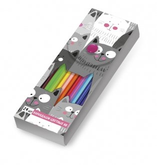 Пластиковый пенал с карандашами "Милые коты" (24 штуки) фото книги 2
