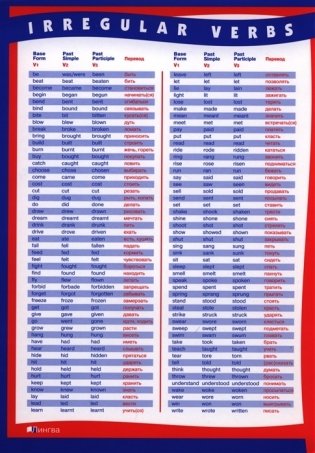 Английские неправильные глаголы в таблицах - алфавитной и рифмованной фото книги