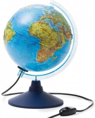 Глобус Земли физико-политический рельефный с подсветкой (d=210 мм) фото книги