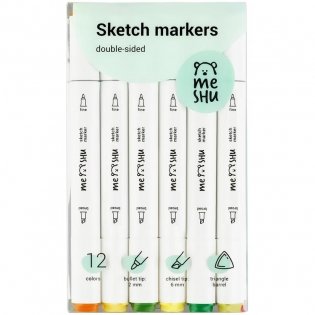 Набор маркеров для скетчинга MESHU, 12цв., осенние цвета фото книги