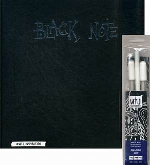 Black Note. Альбом для рисования на черной бумаге + комплект из 2-х белых ручек и белого карандаша фото книги