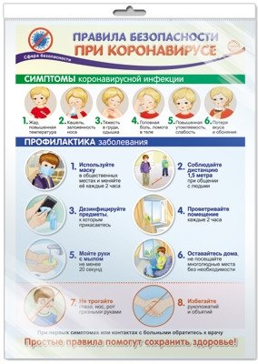 Плакат А3 "Правила безопасности при коронавирусе" (в пакете) фото книги