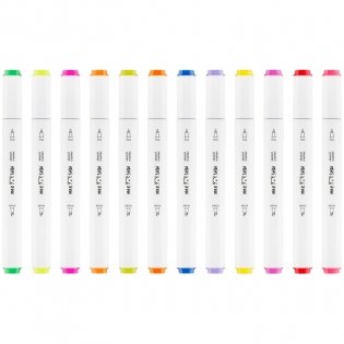 Набор маркеров для скетчинга MESHU, 12цв., основные и флуоресцентные цвета фото книги 2