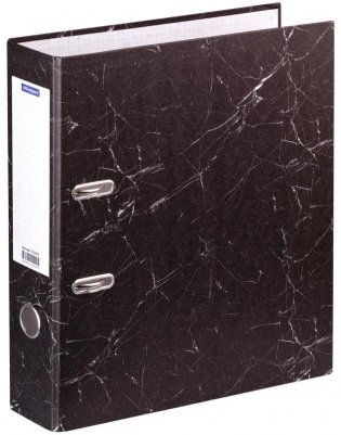 Папка-регистратор "OfficeSpace", А4+, 70 мм, мрамор, черная фото книги