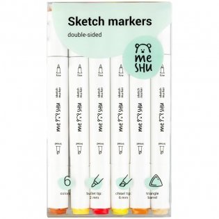 Набор маркеров для скетчинга MESHU, 6цв., осенние цвета фото книги